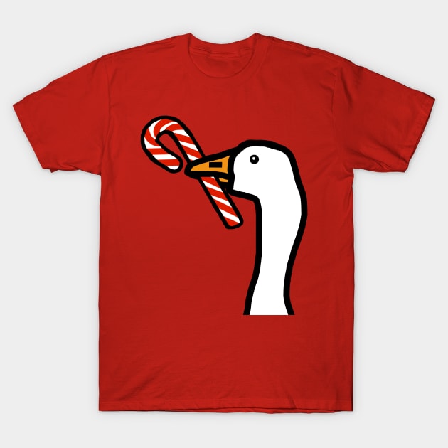 Christmas Portrait Goose Gamer with Candy Cane T-Shirt by ellenhenryart